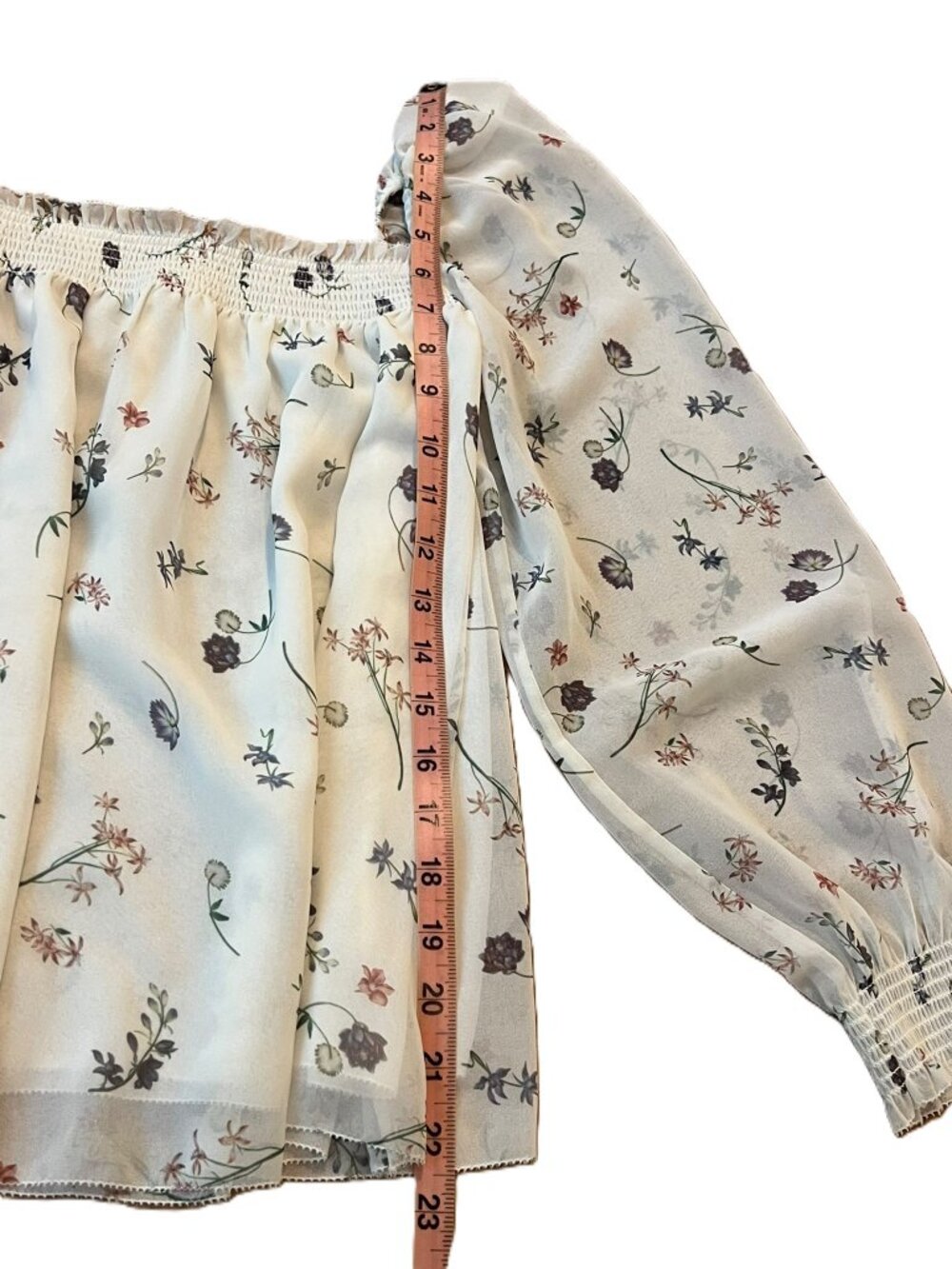 Aritzia Wilfred Alana Blouse Floral Flowy Chiffon Off Shoulder Size Small - Picture 4 of 7